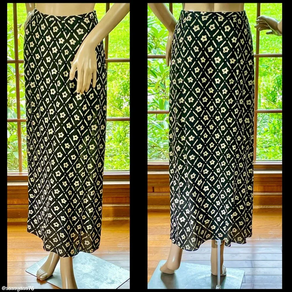 ▪️VTG▪️JOAN LESLIE▪️1980's 1990's 2-Piece Crinkle Floral Blouse & Maxi Skirt Set - Picture 3 of 7